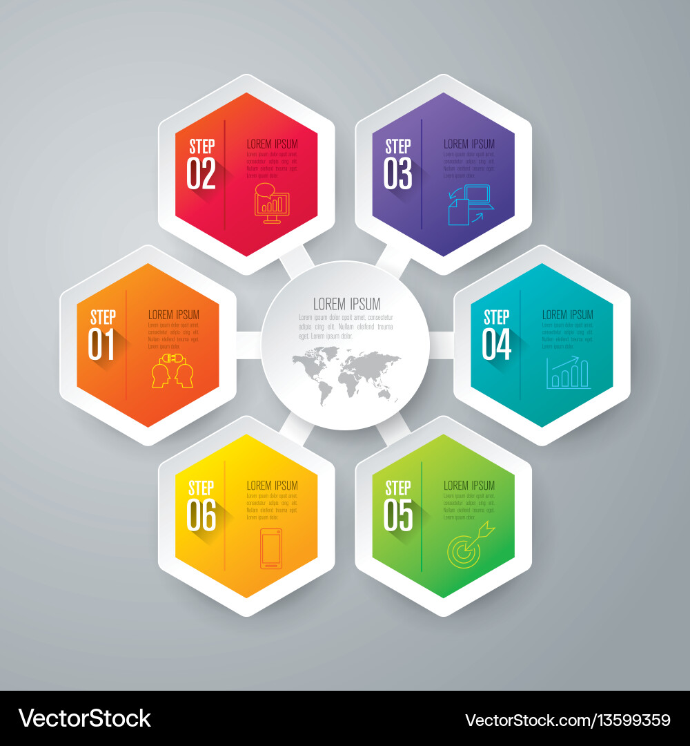 Infographics design with 6 step vector image