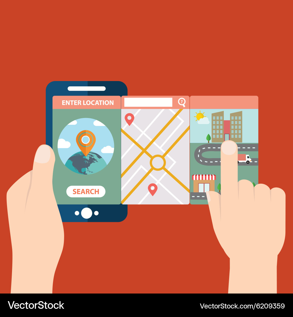 Mobile app for location and navigation vector image