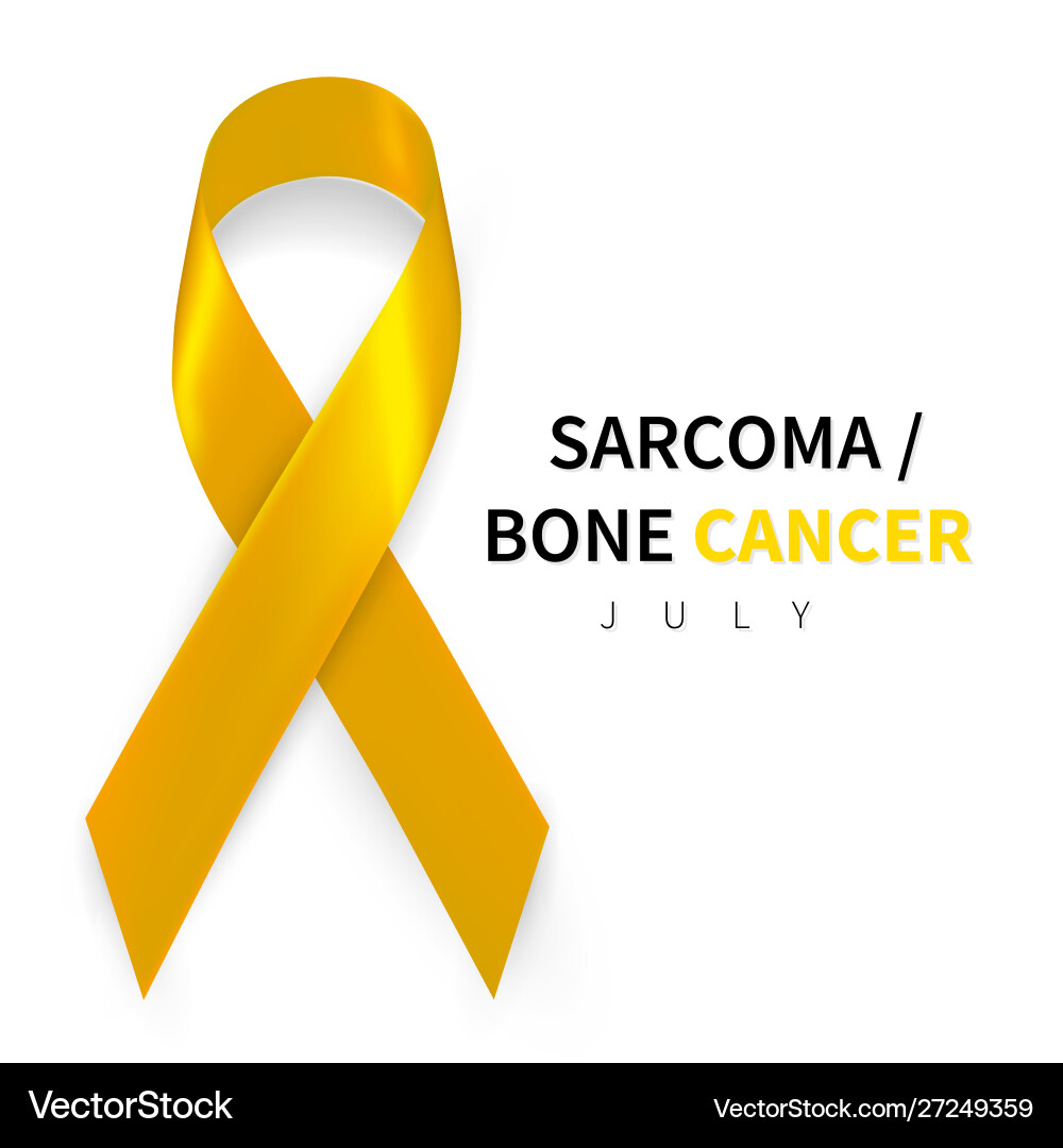 Sarcoma awareness week realistic yellow ribbon Sarcoma awareness week realistic yellow ribbon vector image