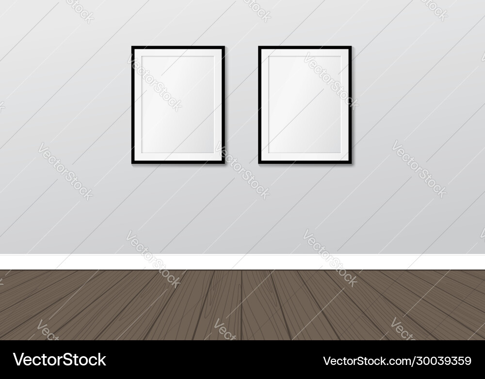 Two frames on wall interior mock up Two frames on wall interior mock up vector image