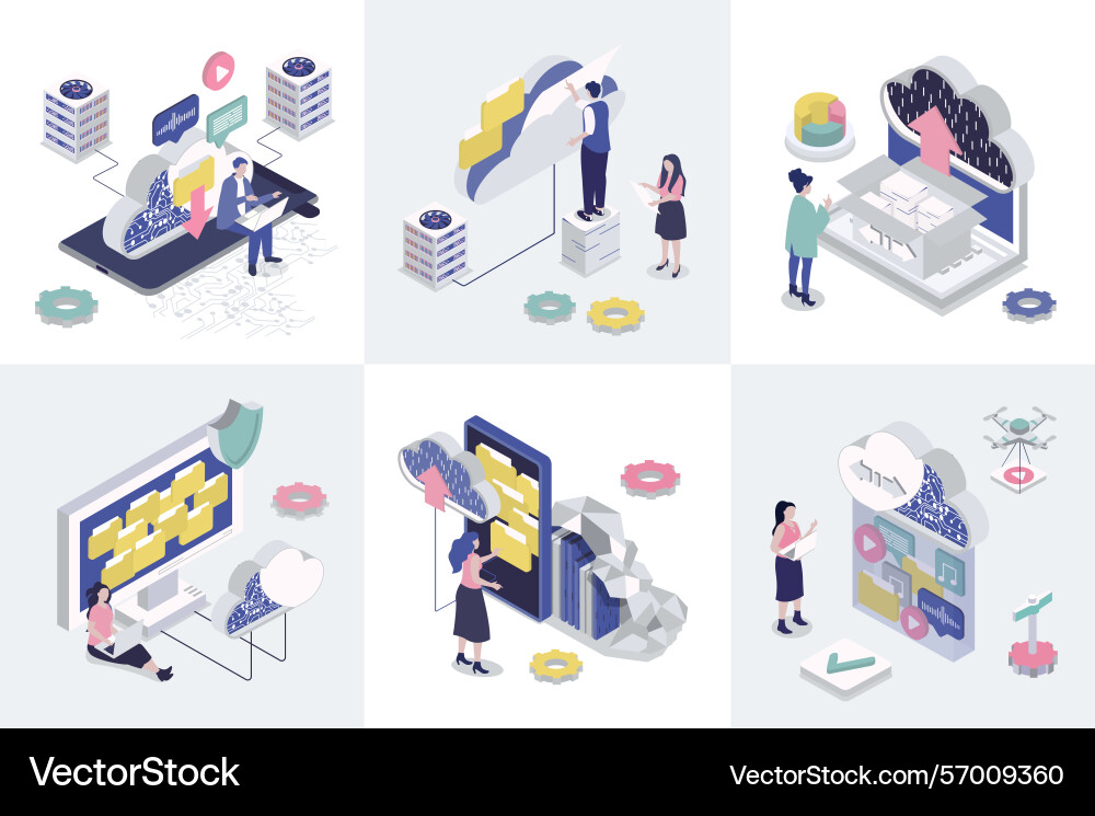 Cloud storage 3d isometry concept for web design Cloud storage 3d isometry concept for web design vector image