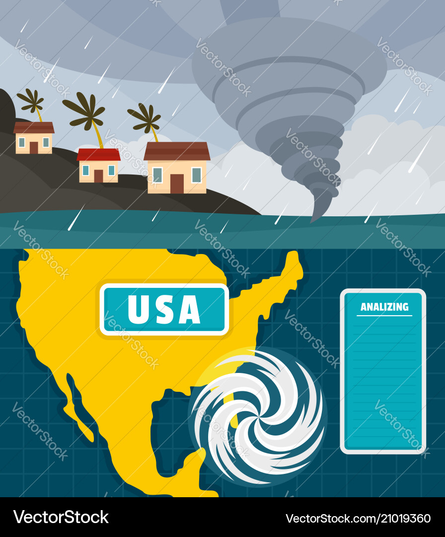 Hurricane storm banner concept set flat style Hurricane storm banner concept set flat style vector image