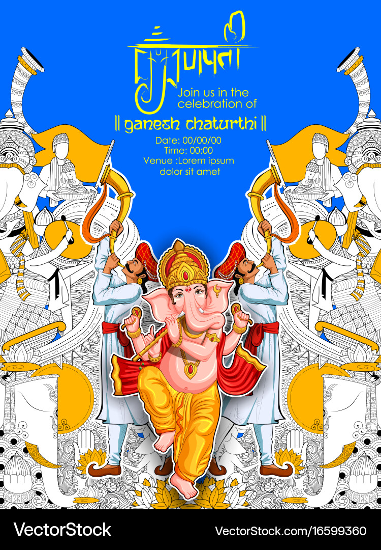 Lord Ganesha Chaturthi Background Vector Image