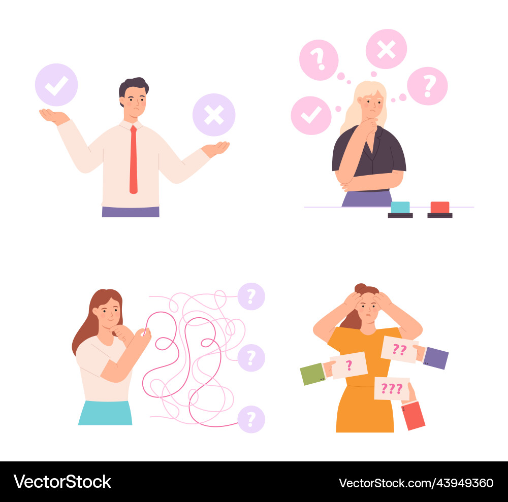 Make decision concept right and wrong solution Make decision concept right and wrong solution vector image