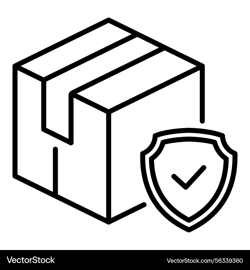 Package with shield icon representing secure Package with shield icon representing secure vector image