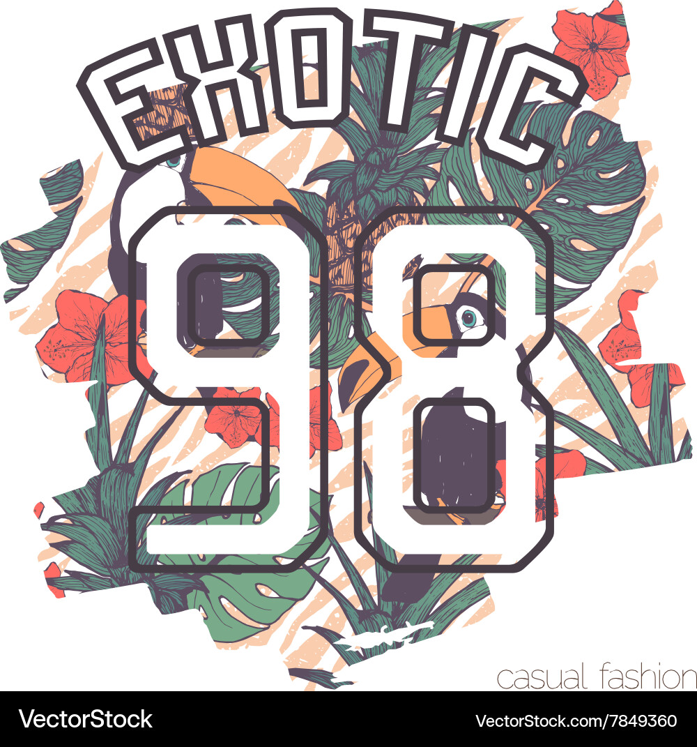 Tropical Print with Number - Summer Vibes Vector Image