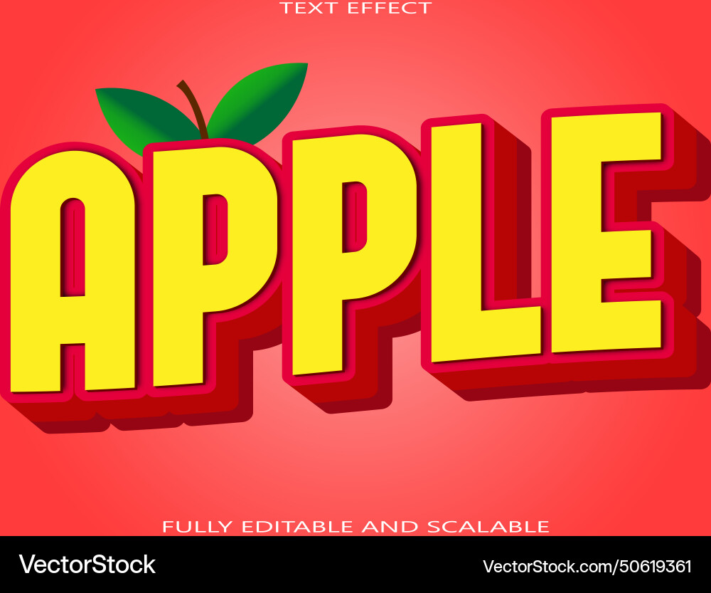 3D Apple Text Effect - Editable vector image