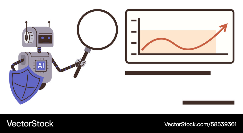 AI Robot Analyzing Growth Data Vector Image