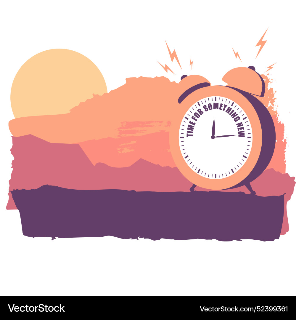 Analog clock with time for something new phrase vector image