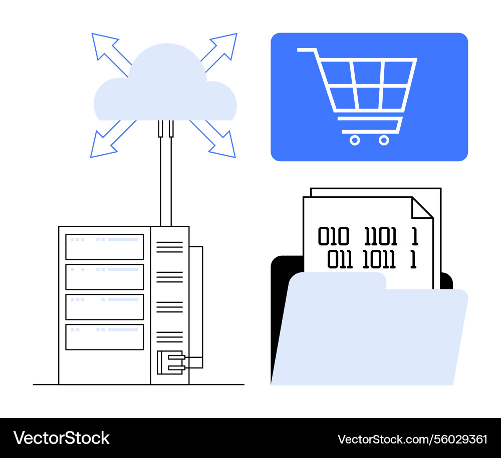 Cloud computing and data storage for e-commerce Cloud computing and data storage for e-commerce vector image