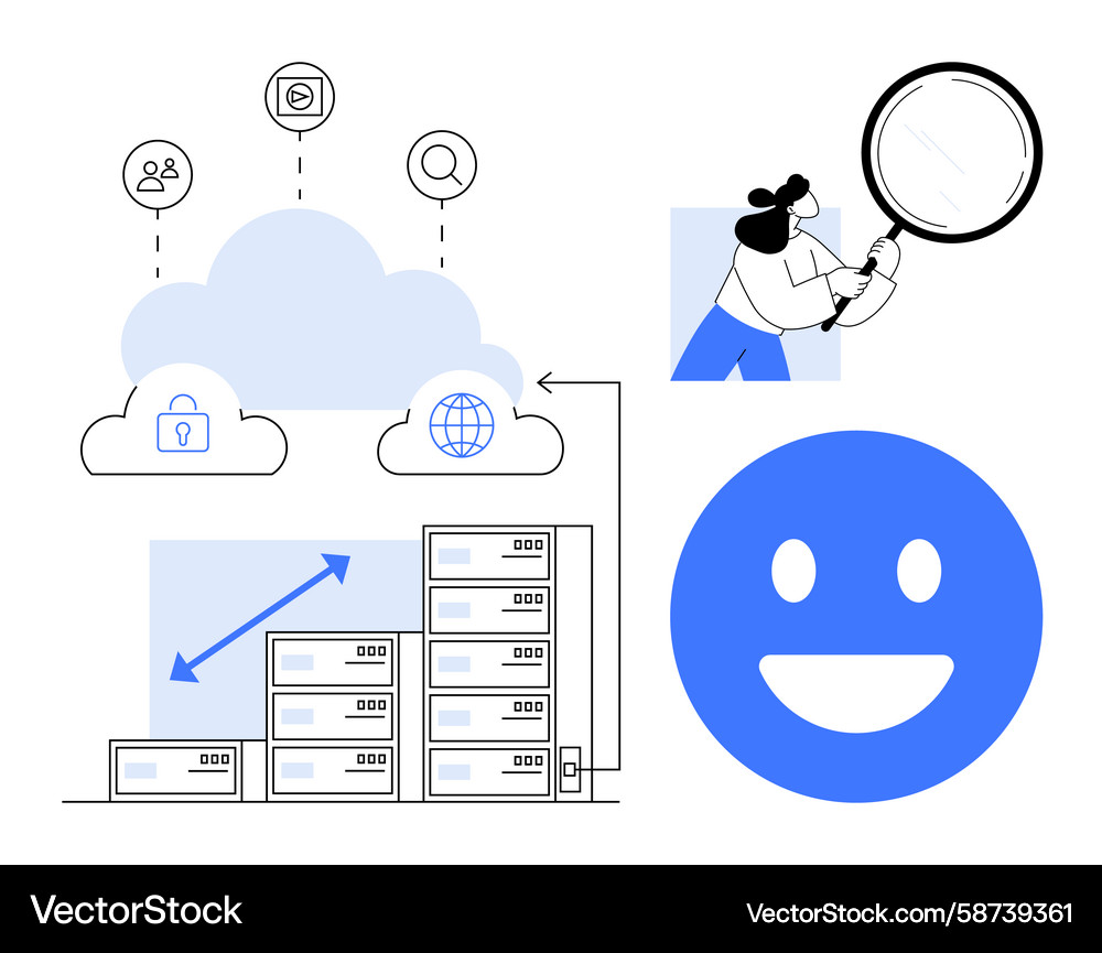 Cloud infrastructure scalability analysis Cloud infrastructure scalability analysis Vector Image