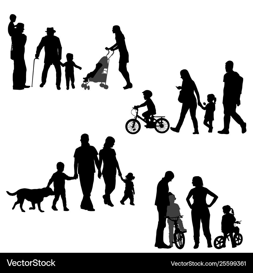 Family Silhouettes Collection Vector Image