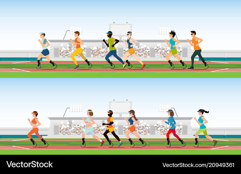 Handicapped Sprinter mit Prothesenbeinlauf Handicapped Sprinter mit Prothesenbeinlauf vektorbild
