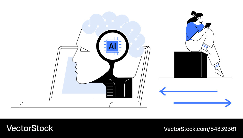 Human interaction with artificial intelligence Human interaction with artificial intelligence Vector Image