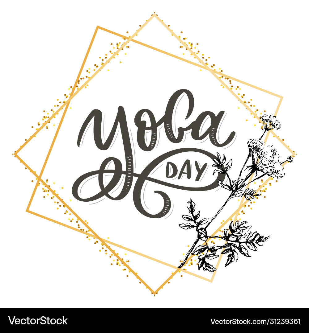 Lettering Yoga Hintergrund internationalen Tag Lettering Yoga Hintergrund internationalen Tag vektorbild