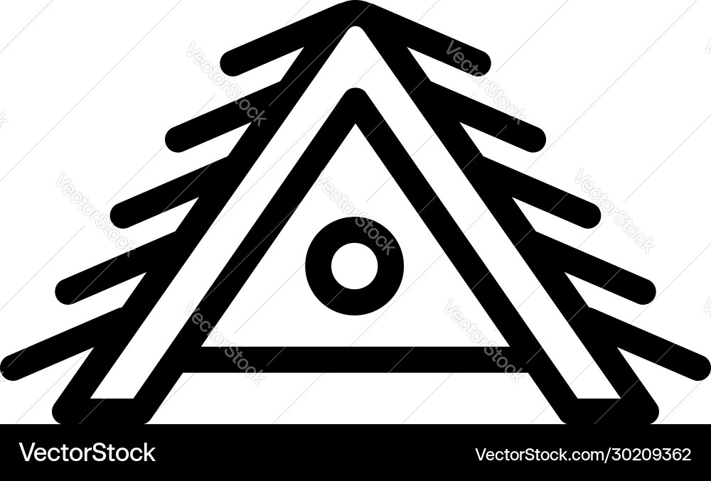 Attic with a round window icon outline style Attic with a round window icon outline style vector image