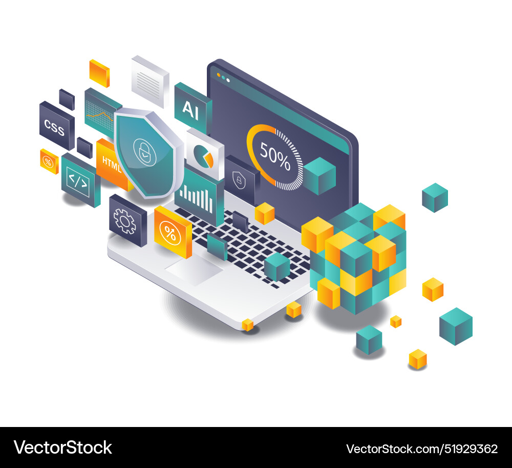 Digital transformation in blockchain business Vector Image