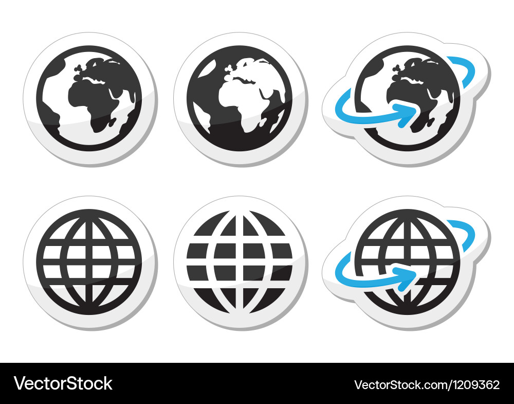 Earth Globe Icon Set Vector Image