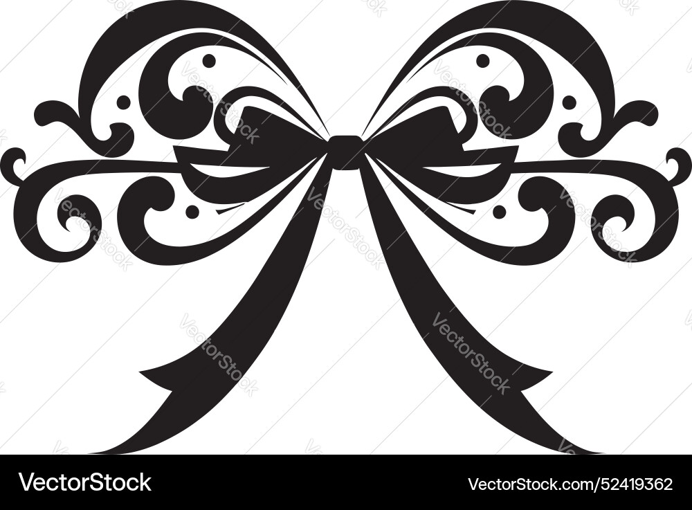 Elegant ribbon charm black emblem ornate Elegant ribbon charm black emblem ornate vector image