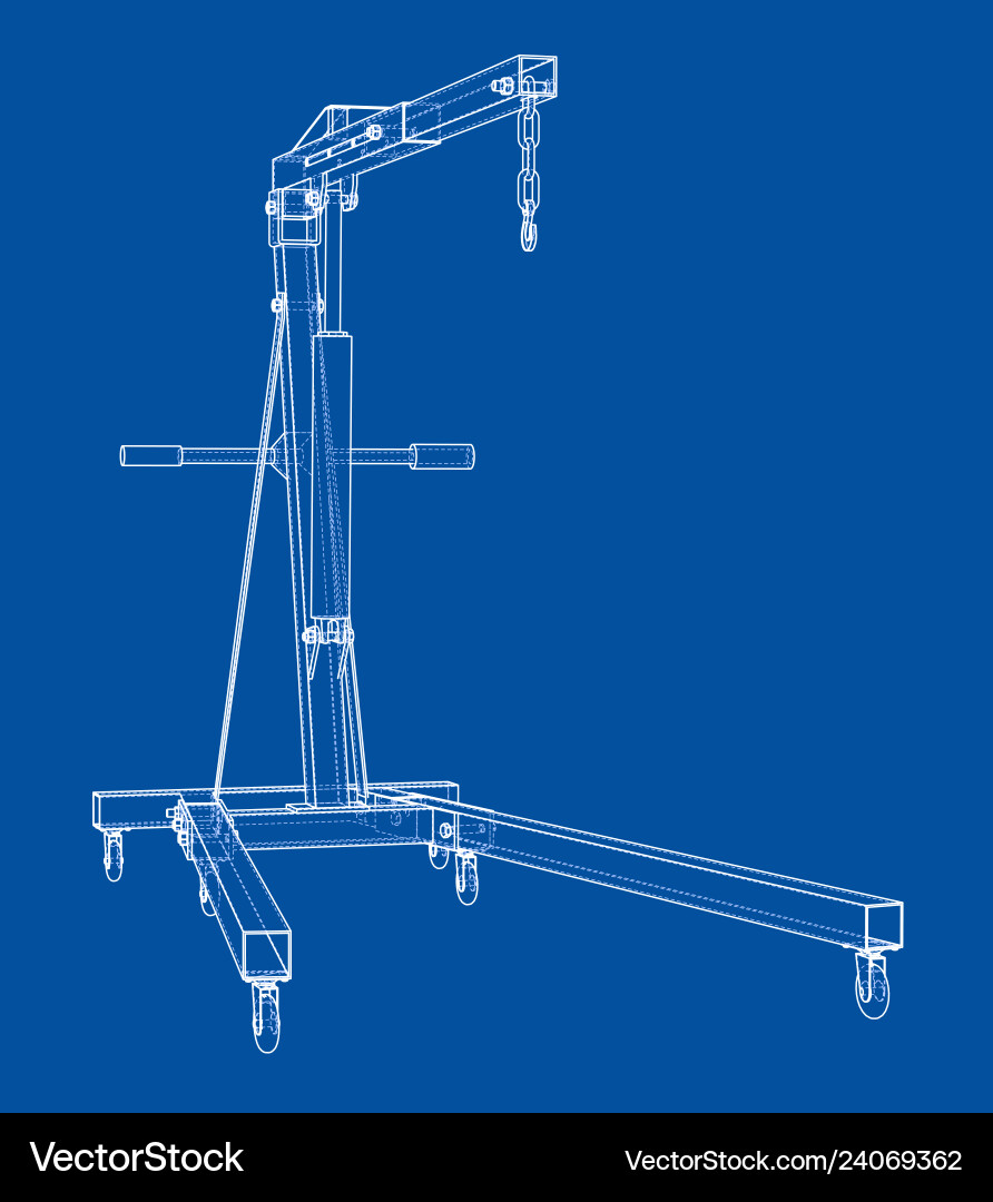 Engine hoist outline rendering of 3d vector image