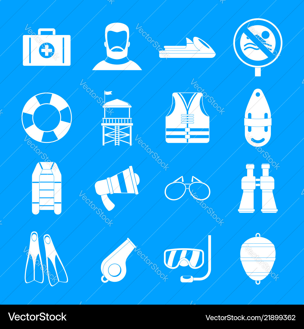 Lifeguard save icons set simple style vector image