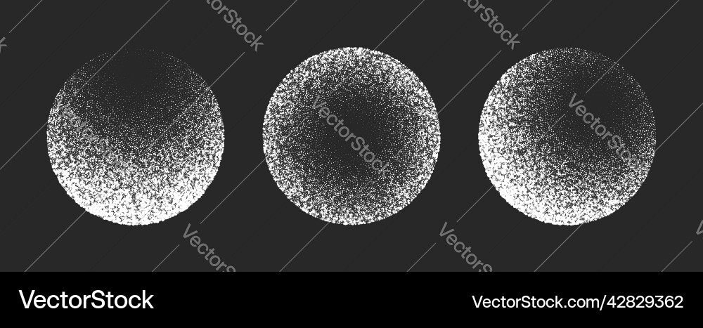 Noise textured sphere form in various positions Noise textured sphere form in various positions vector image