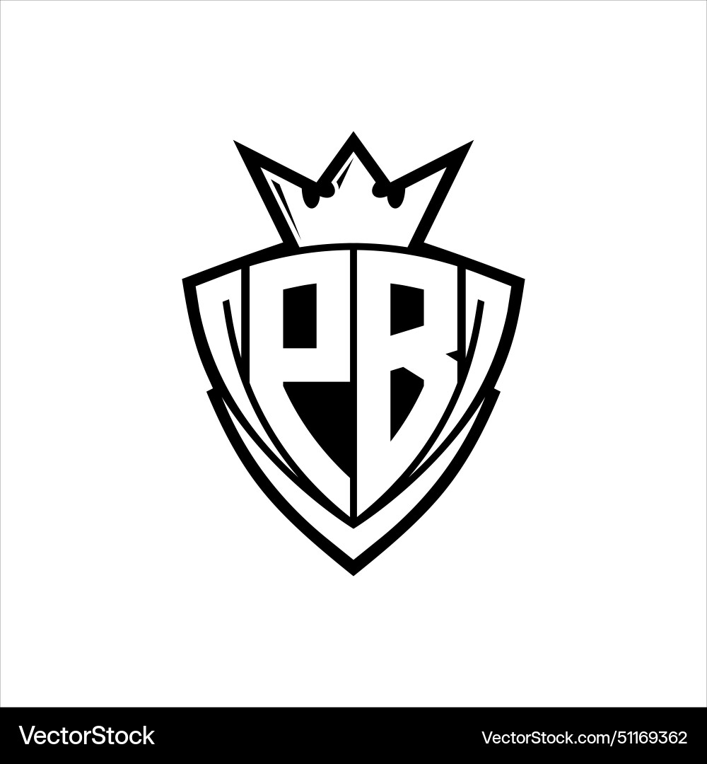 Pb letter logo with sharp triangle shield shape vector image
