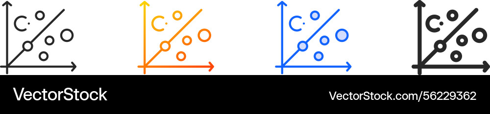 Scatter plot iconthin linear gradient blue stroke vector image