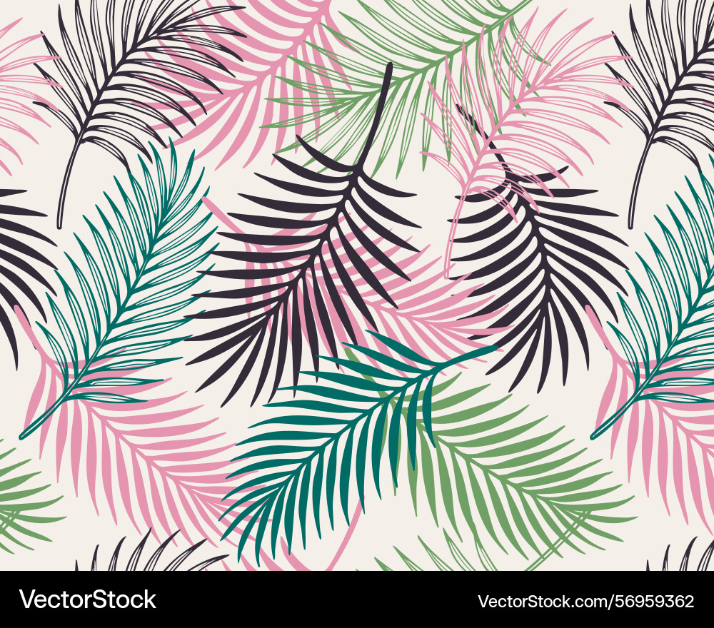 Seamless tropical pattern with overlapping palm Seamless tropical pattern with overlapping palm Vector Image