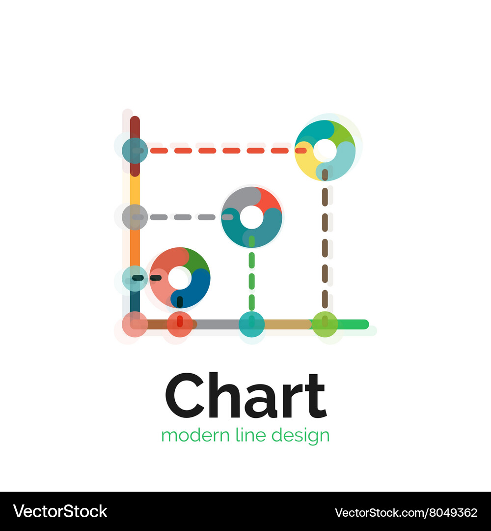 Thin line chart logo design graph icon modern Vector Image