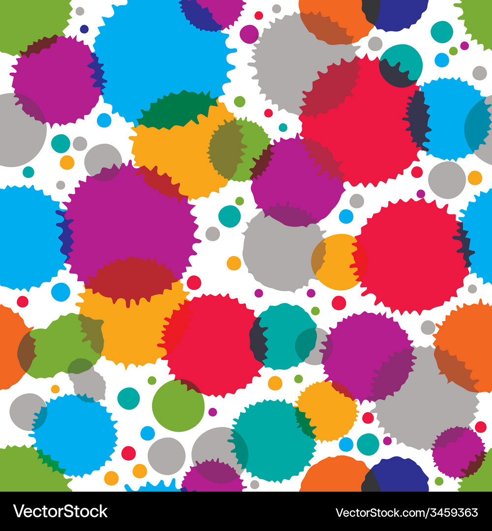 Colorful ink splash seamless pattern with rounded Vector Image