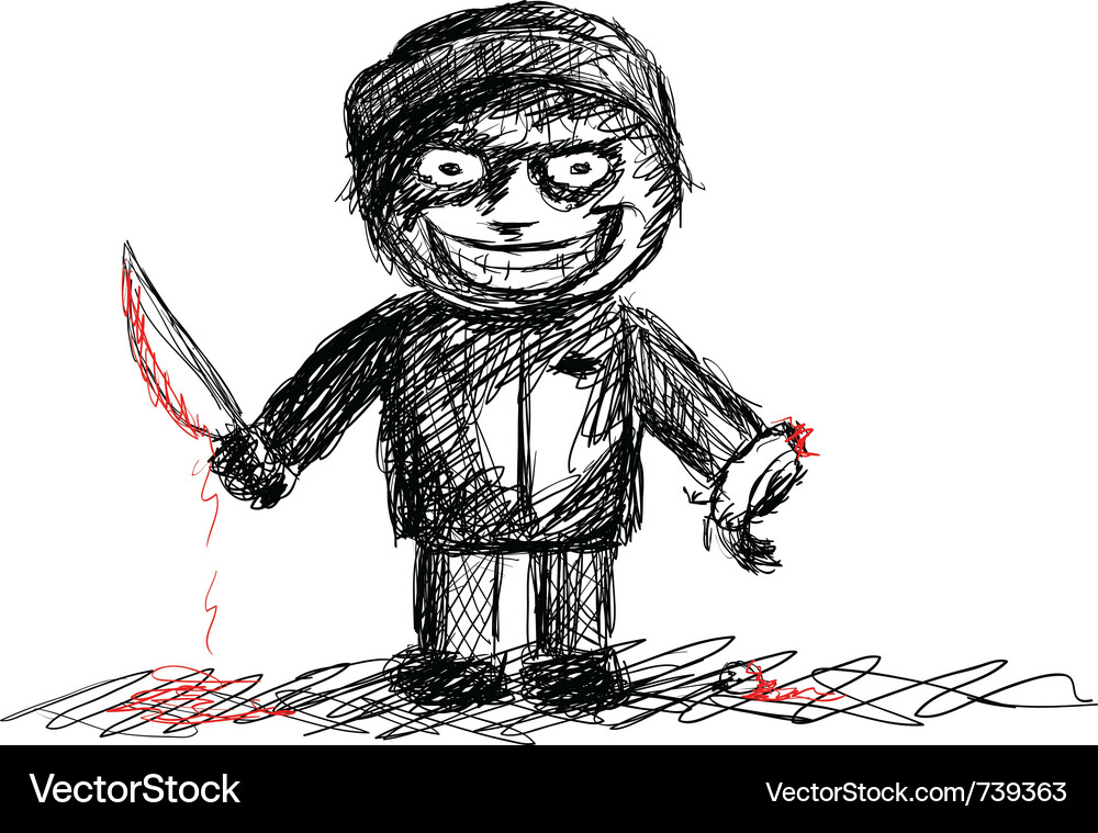 Dark Child with Knife Vector Image