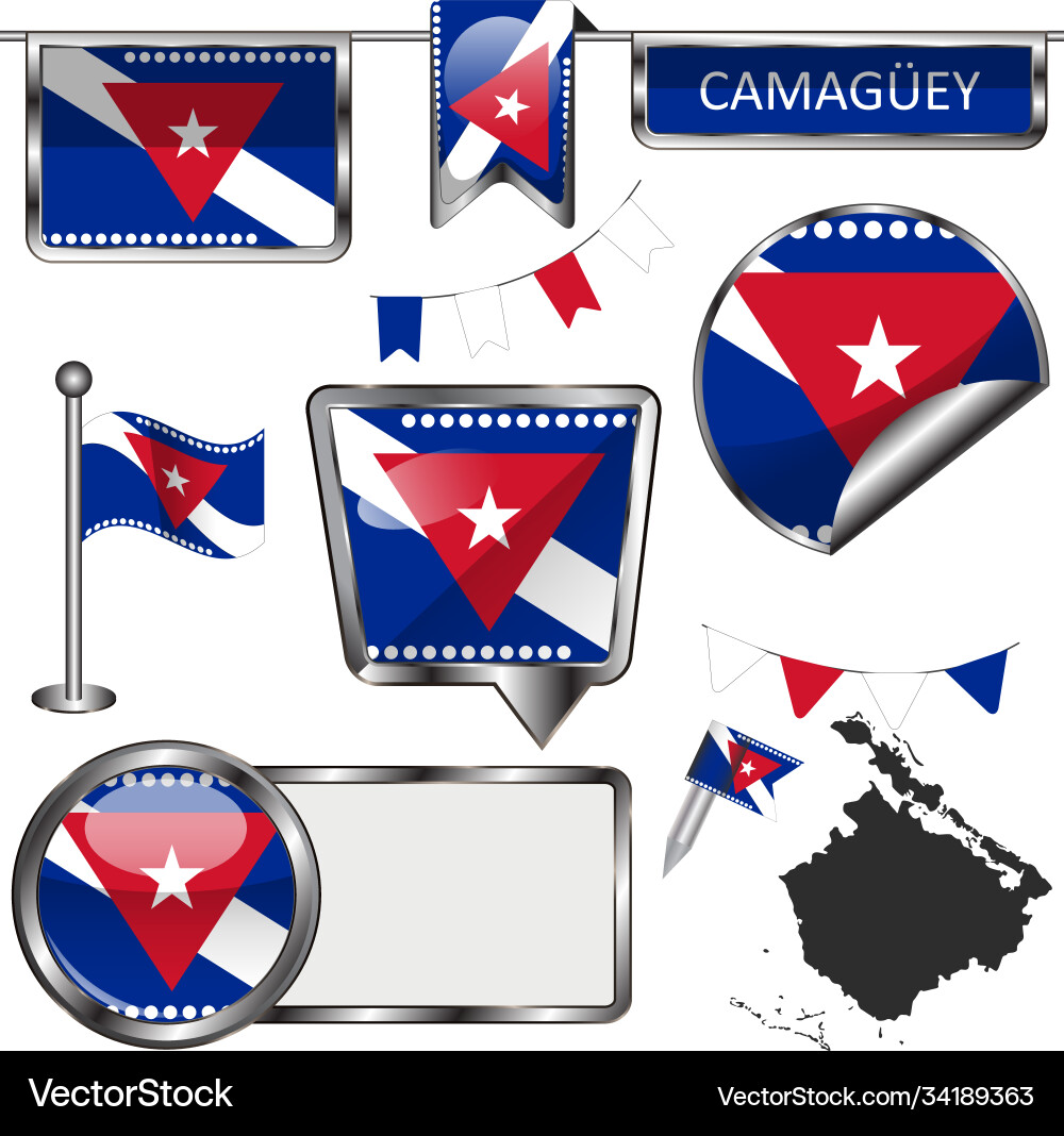 Glossy Flaggen camaguey cuba Vektorbild