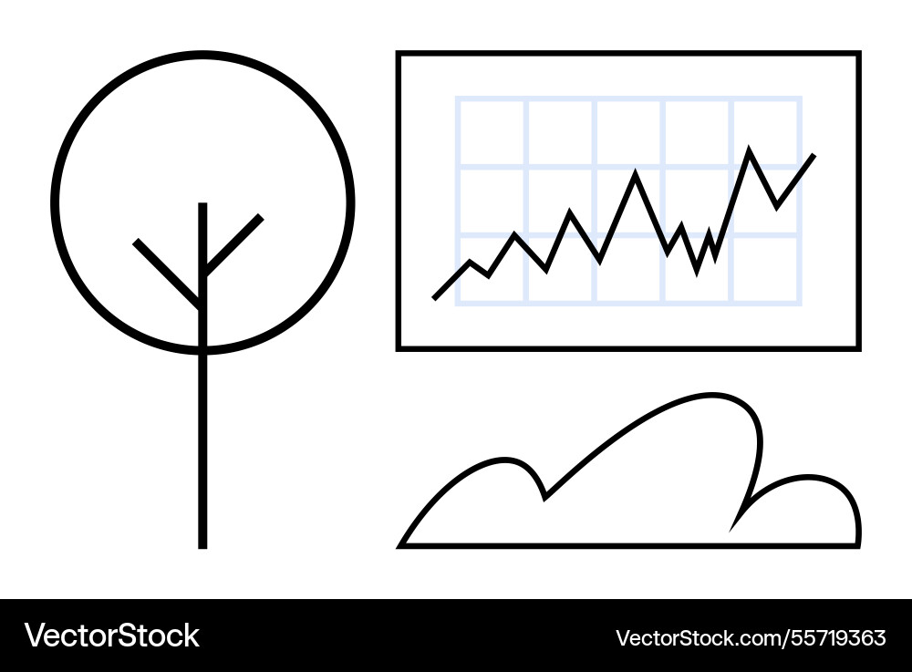 Growth concept with line chart tree and cloud Growth concept with line chart tree and cloud vector image
