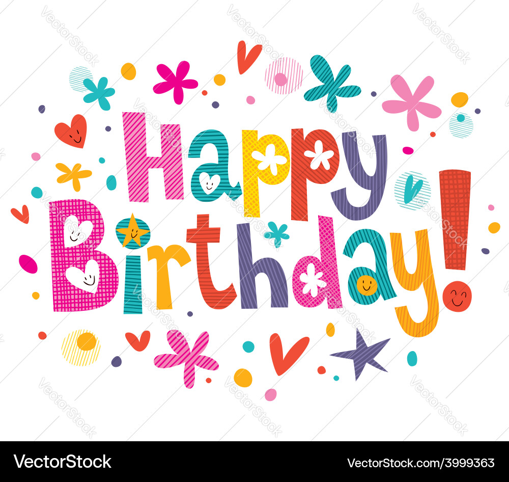 Happy birthday text 3 Vector Image