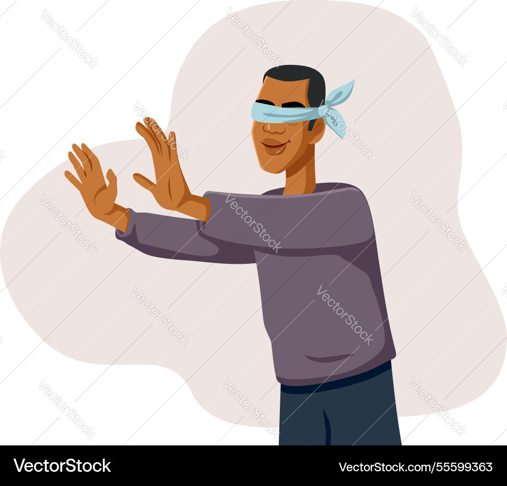 Man with blindfold searching for something Man with blindfold searching for something vector image