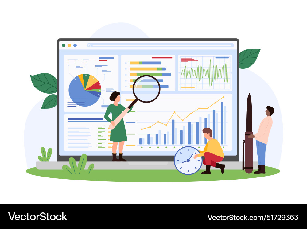Online data analysis management with software Online data analysis management with software Vector Image