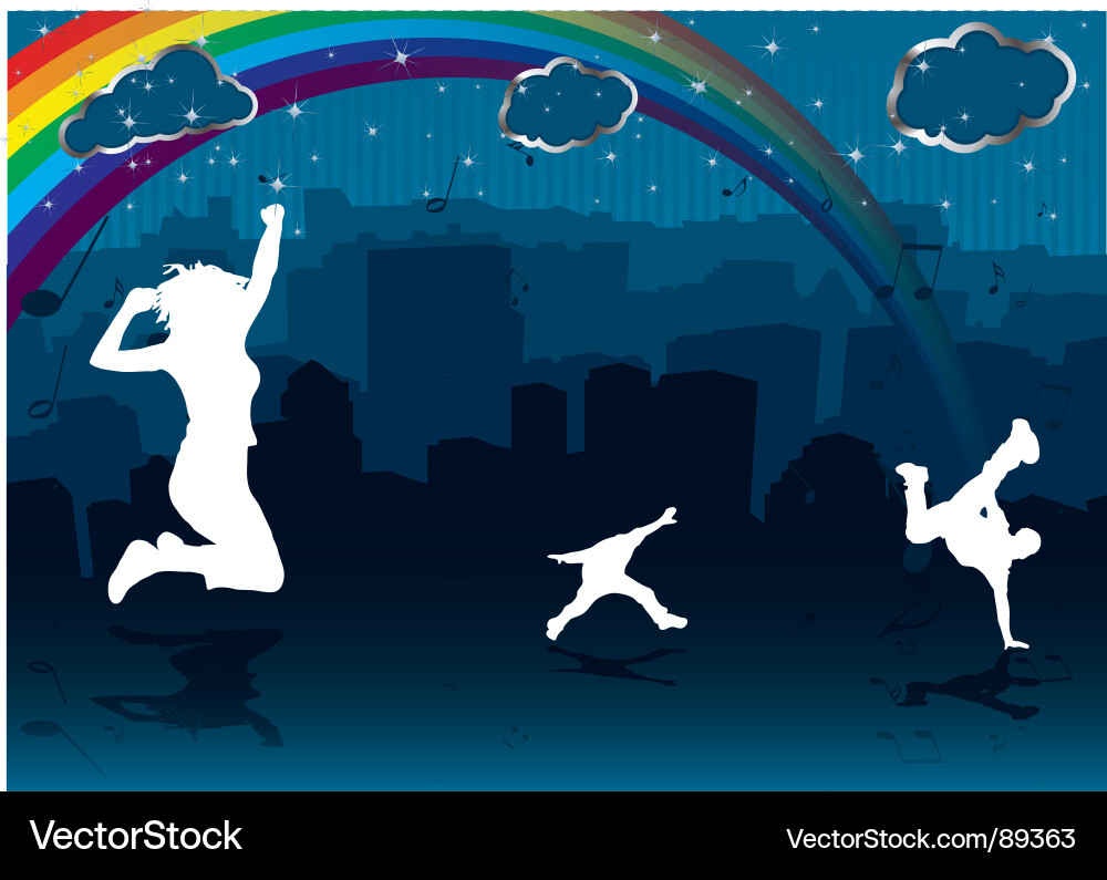 Rainbow cityscape Vector Image