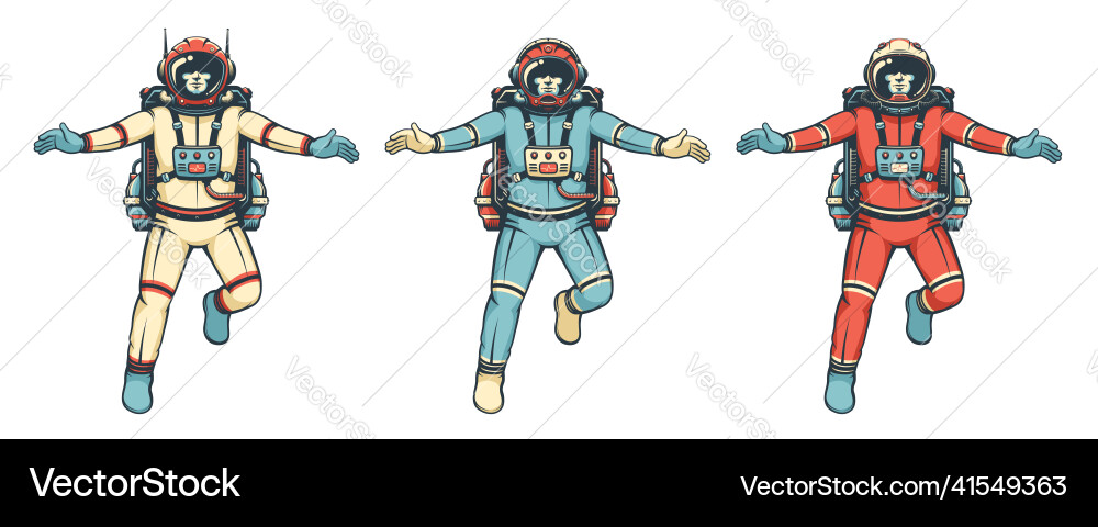 Retro Astronaut in Spacesuit vector image