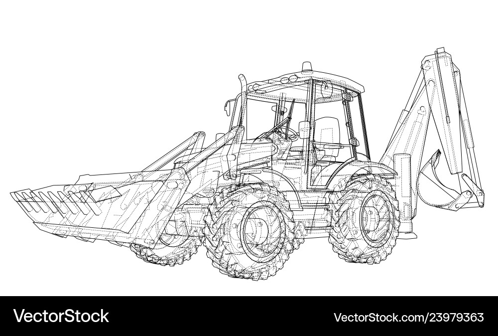 Sketch of loading shovel with back actor Sketch of loading shovel with back actor vector image
