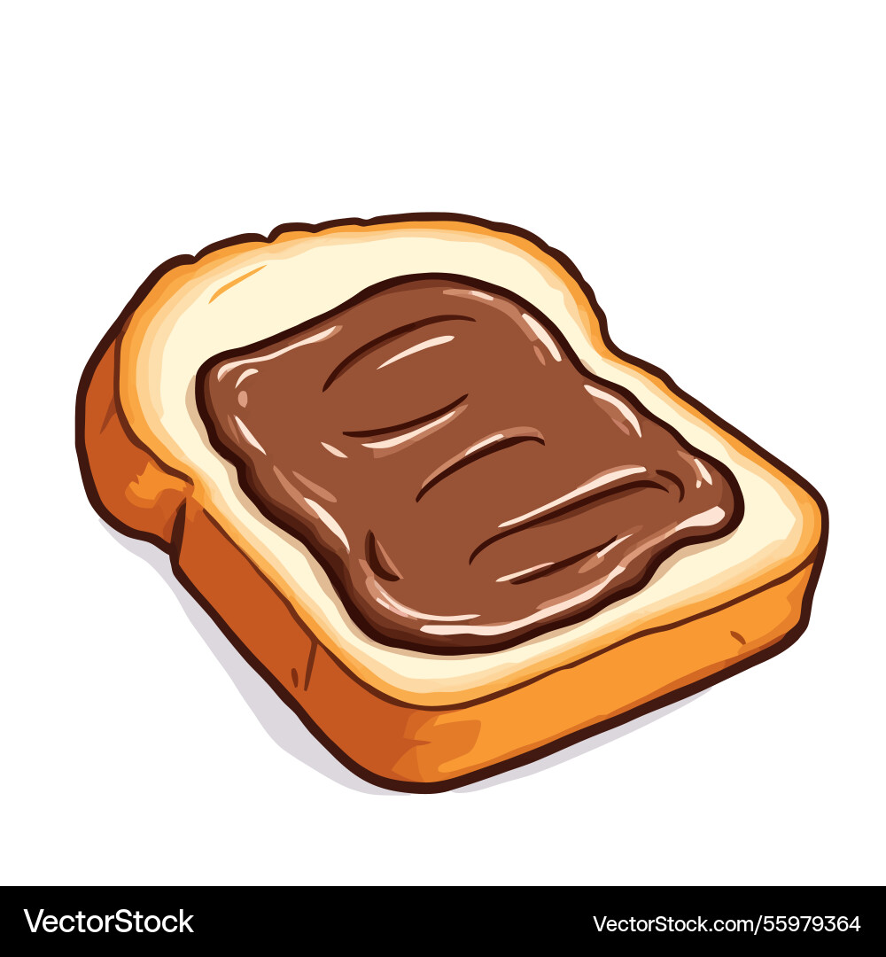 Ai-generated slice of toast with chocolate spread vector image