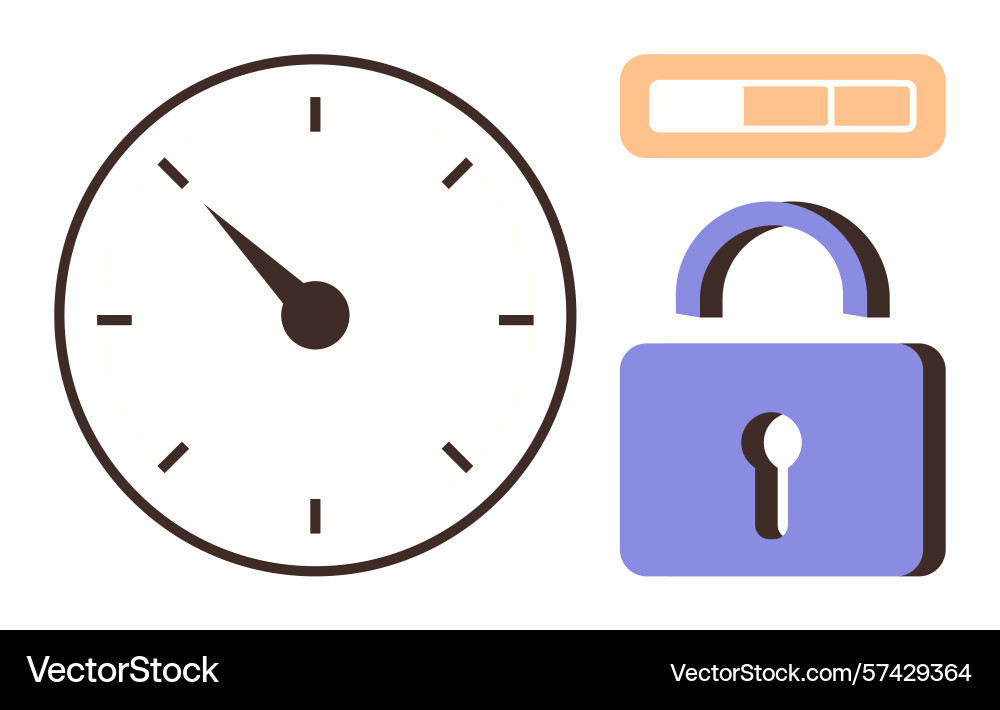 Clock with pointer progress bar and padlock Clock with pointer progress bar and padlock vector image