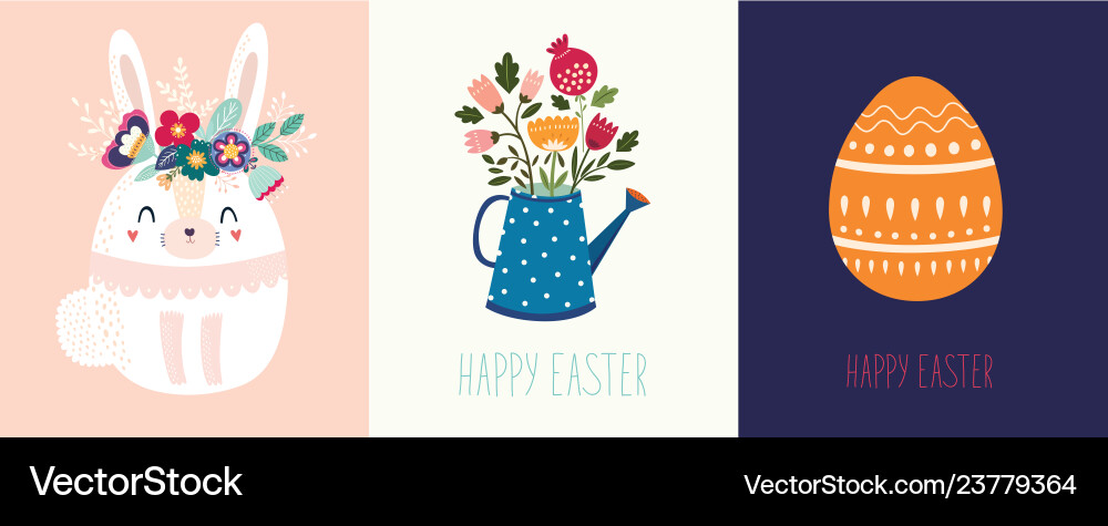 Cute Easter Bunny Flowers Vector Image