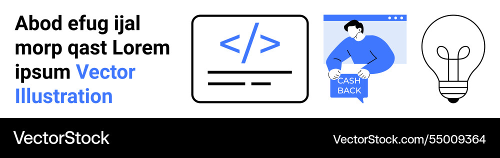 Developer elements coding cashback and ideas vector image