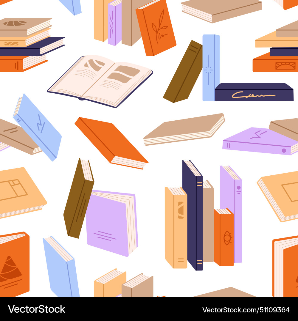 Piles of different literature repeatable pattern Piles of different literature repeatable pattern vector image