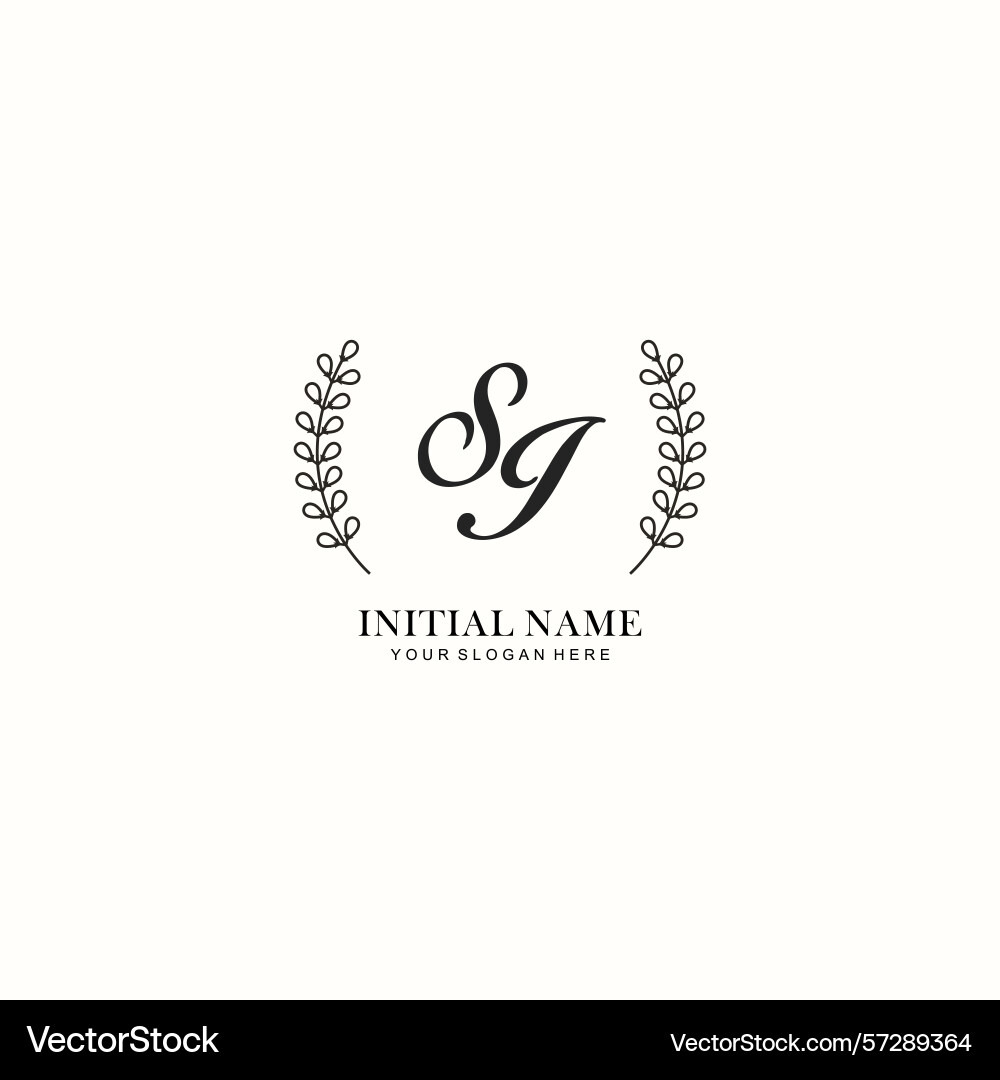Si initial logo templates with botanical elements vector image