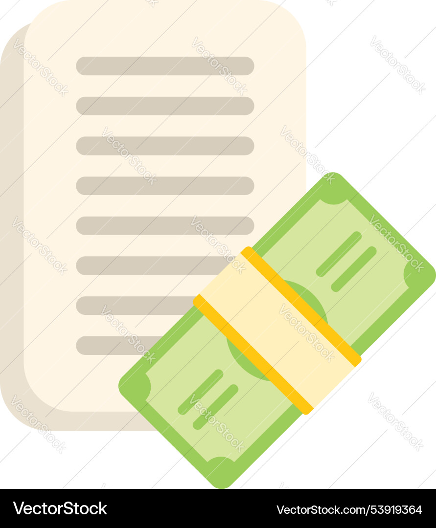 Stack of banknotes attached to a document Stack of banknotes attached to a document Vector Image