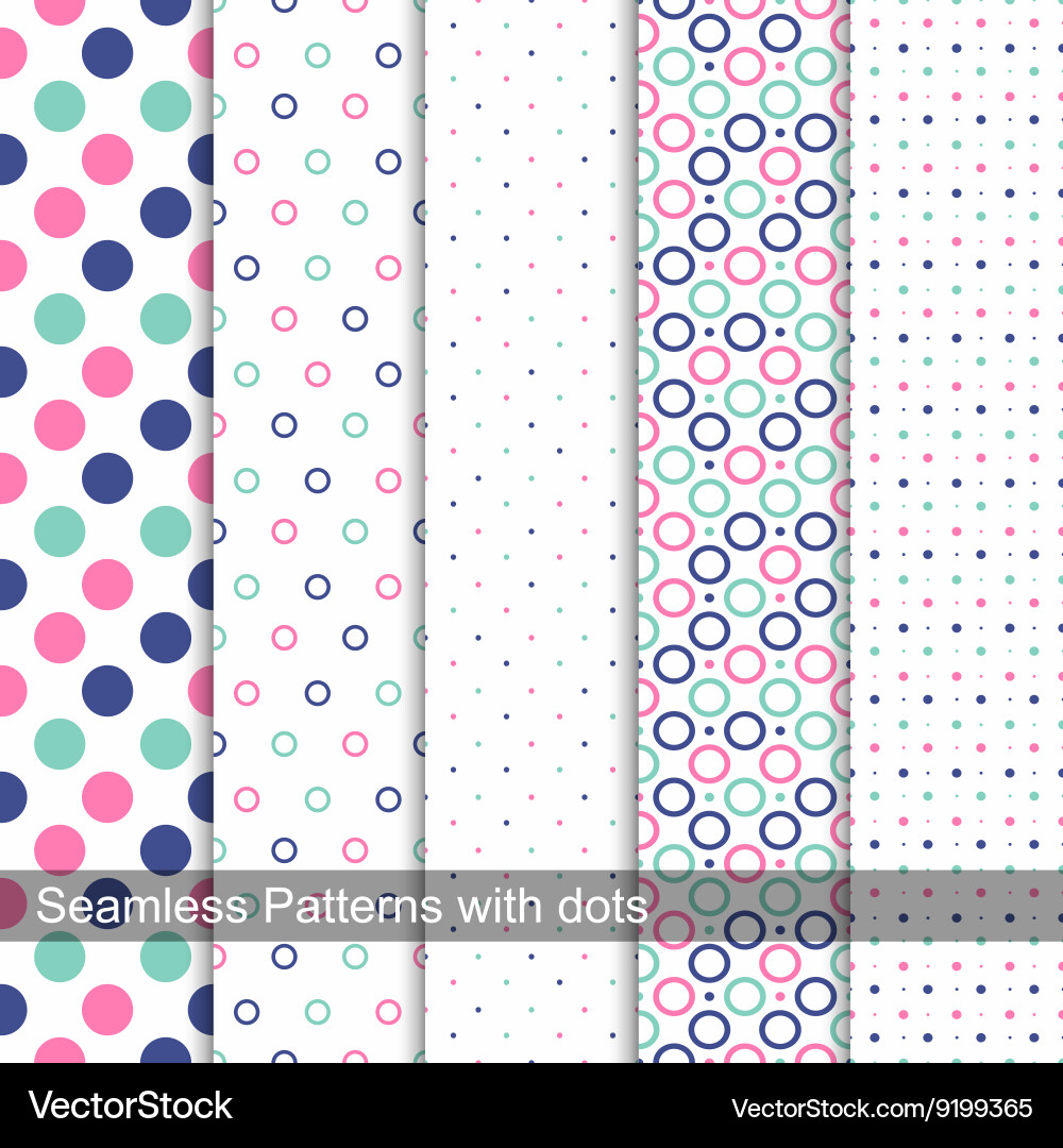 Collection of dotted seamless patterns vector image
