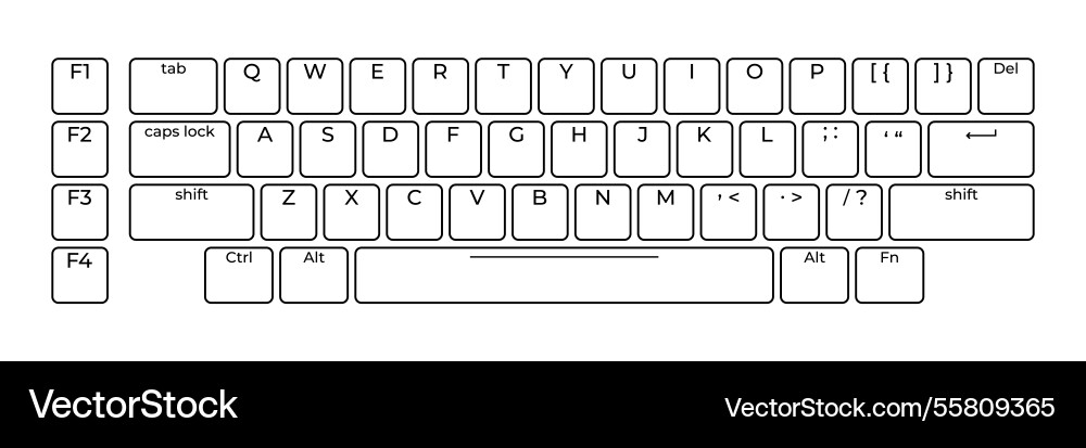 Computer keyboard button layout template Vector Image