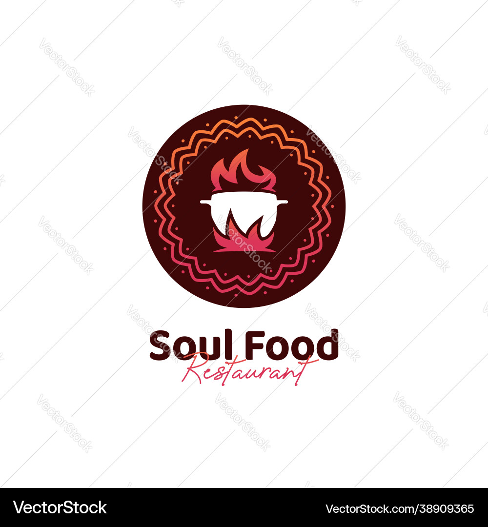 Einzigartige Seele Küche Restaurant Logo mit heißem Einzigartige Seele Küche Restaurant Logo mit heißem vektorbild